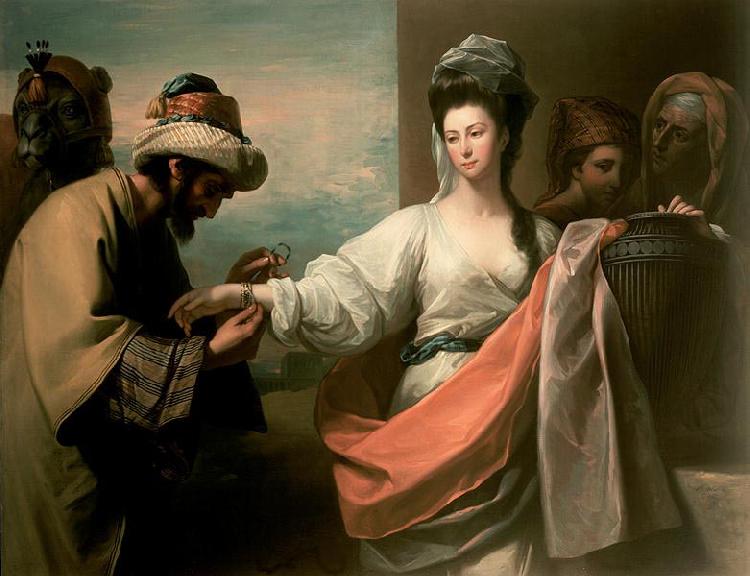Benjamin West Isaac's servant trying the bracelet on Rebecca's arm oil painting image